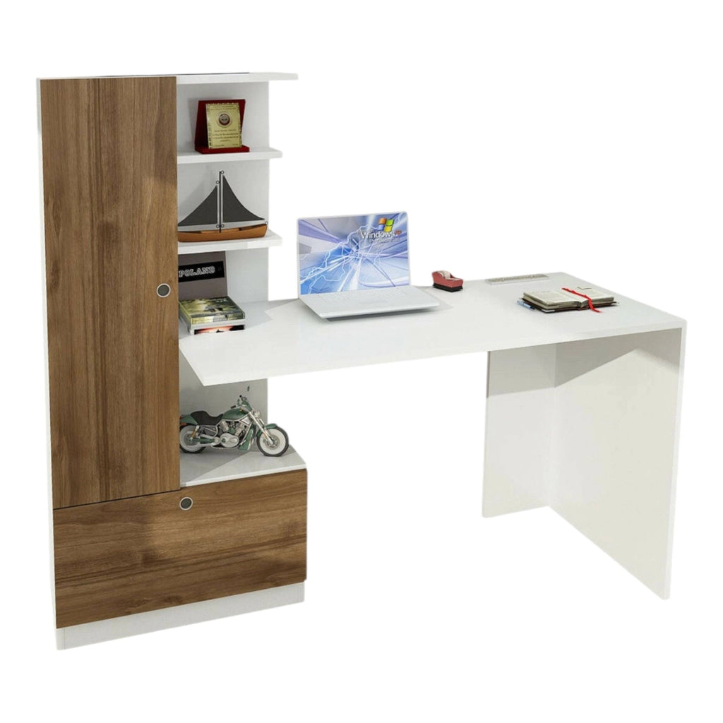 Sordio, Scrivania 4 Ripiani, 61.8x149.5x120h cm Bianco