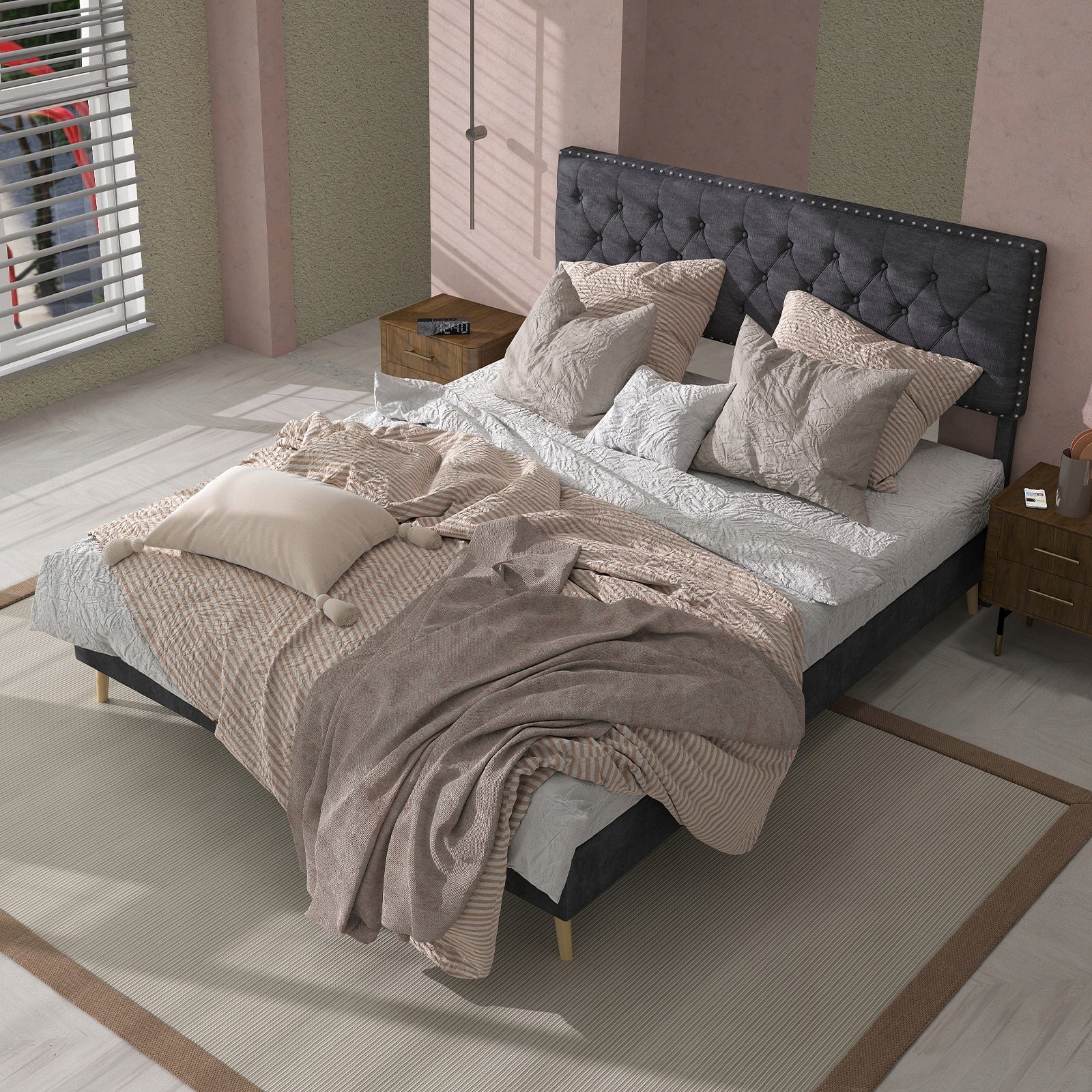 Letto minimalista - Xylo - 140x200 - Grigio senza materasso