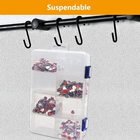 Cassa di Stoccaggio trasparente con 3 cassette e 8 cassette regolabili