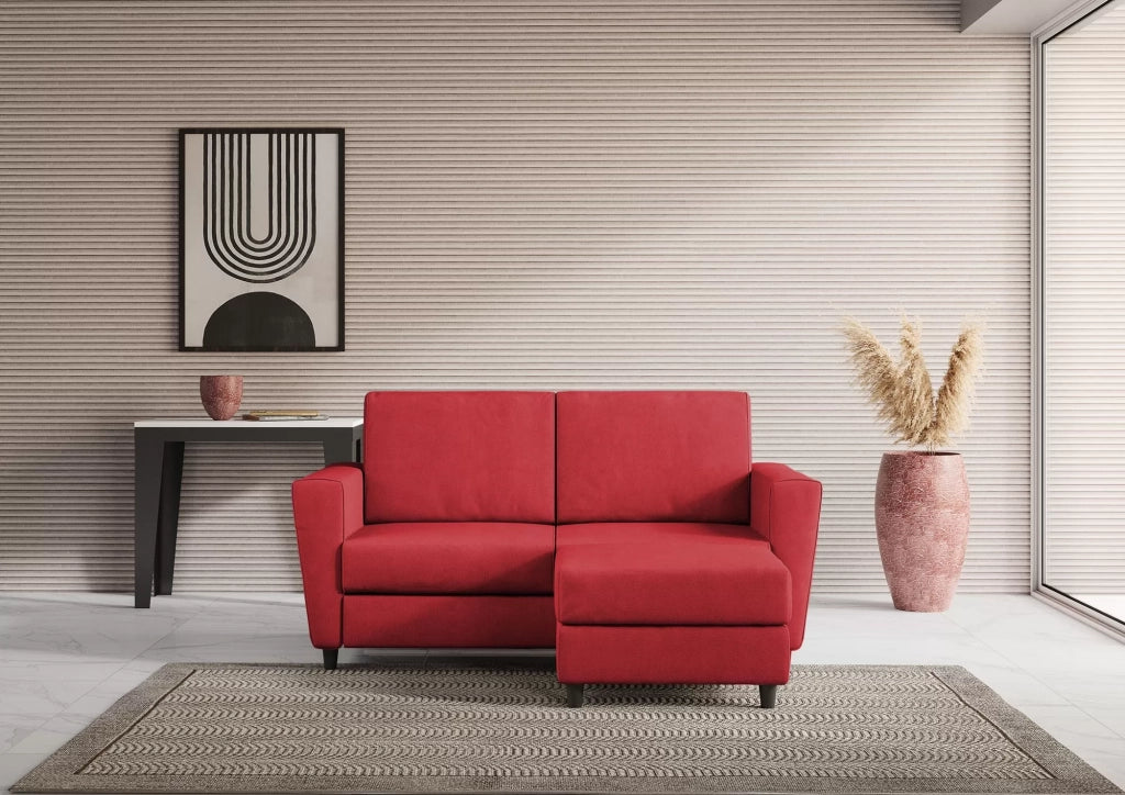Divano yasel 2 posti medio  (due sedute da 70cm) + pouf misure esterne l.172 p.145 | rosso - Mobili 2G