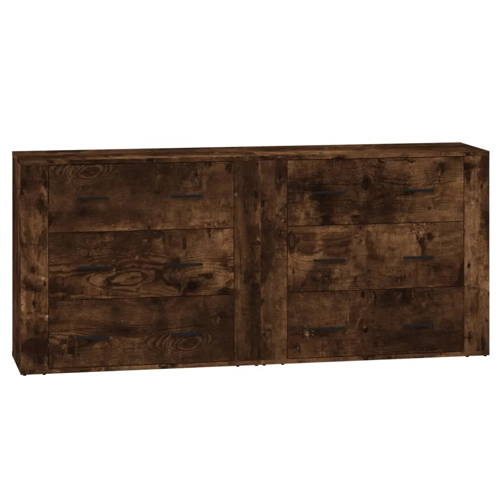 Credenze 2 pz | Madia | Buffet da pranzo | Armadio da pranzo Rovere Fumo in Legno Multistrato
