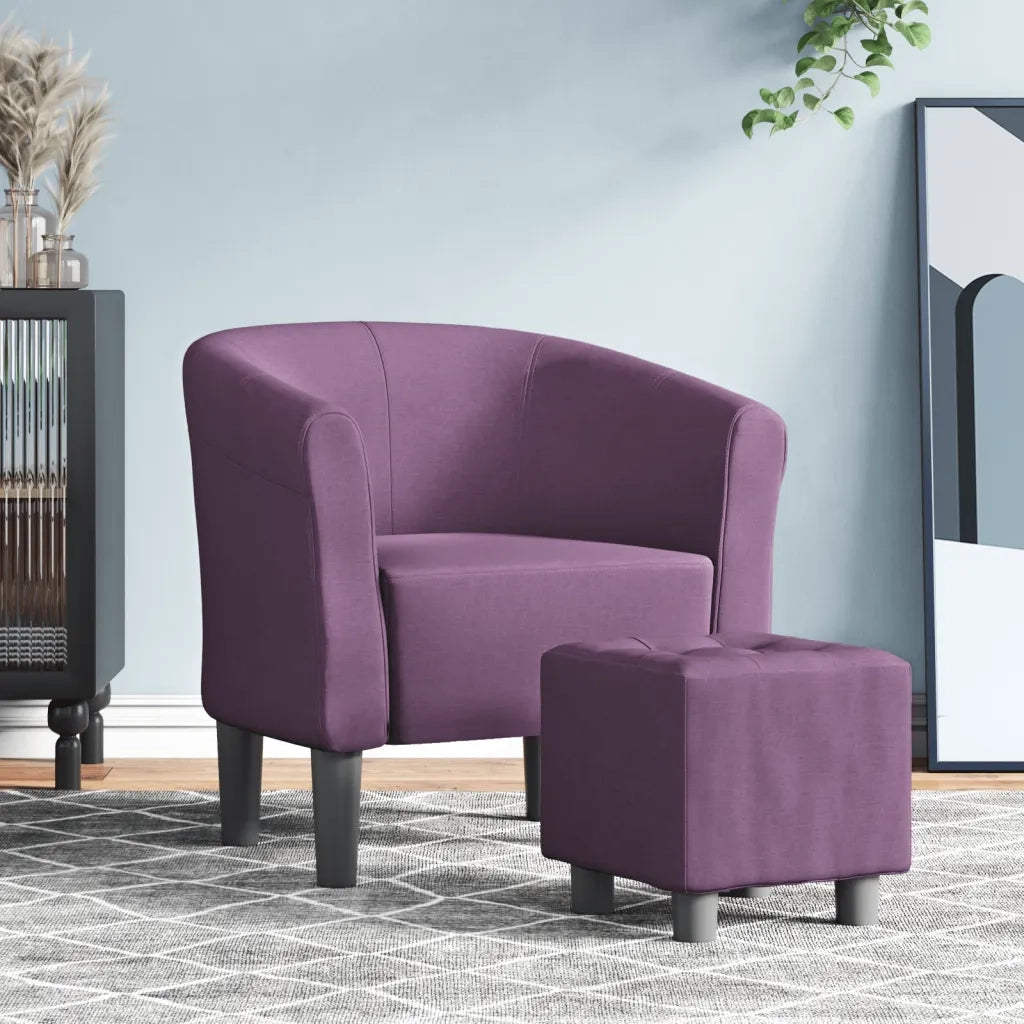 Poltrona | Sedia Relax Cabriolet con Poggiapiedi Viola in Tessuto