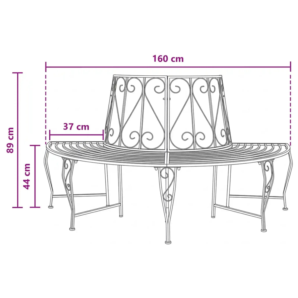 Panchina per Alberi 4-Numero di posti 160 x 80 x 89 cm Acciaio 42029500