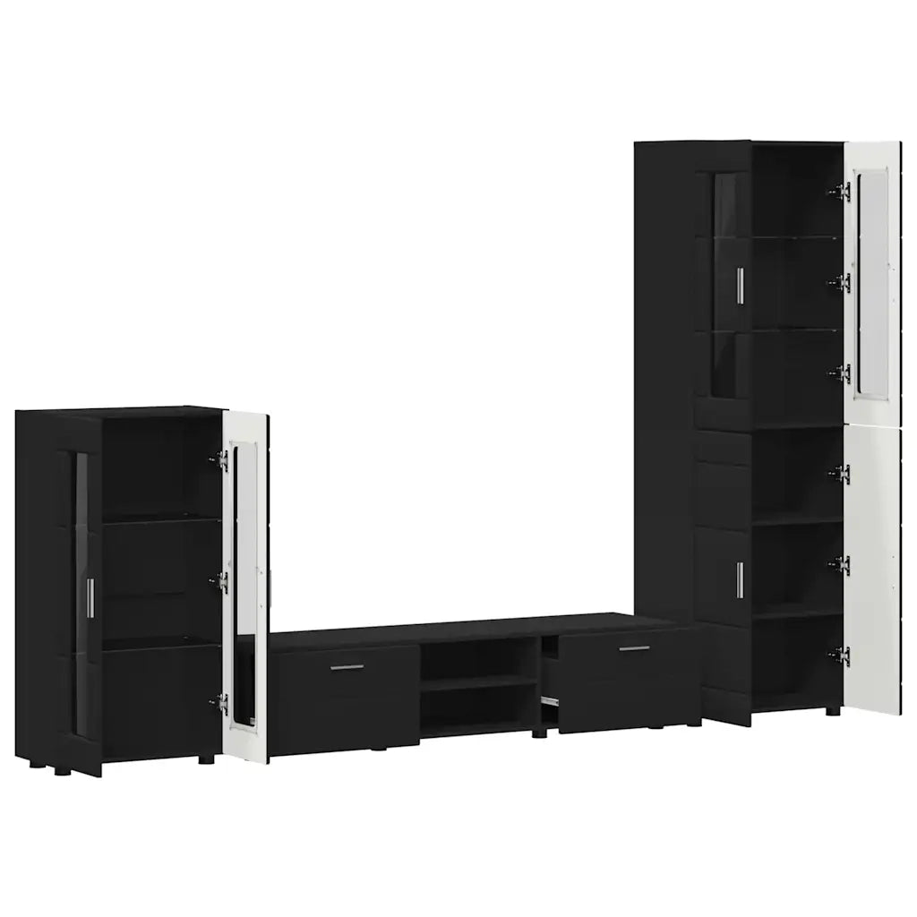 Set mobile TV con cassetto FLORIN 3 pcs Nero Legno multistrato