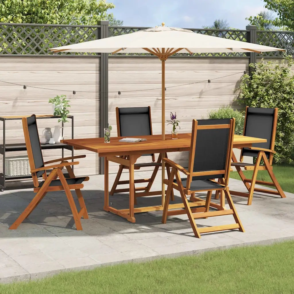 Set Pranzo da Giardino 5pz Legno Massello di Acacia e Textilene