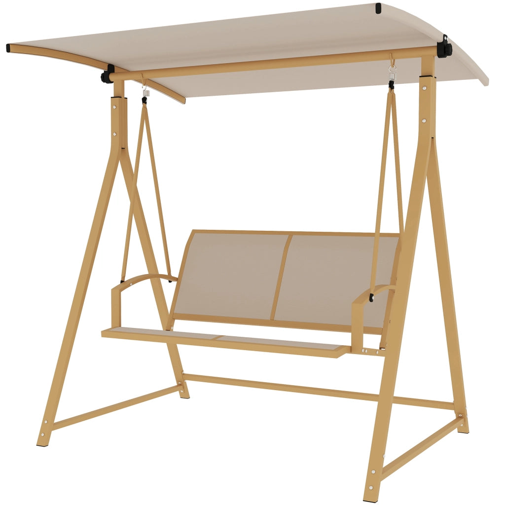 Altalena da Giardino 2 Posti con Tenda ¨C zephmum ¨C Caqui 160x112x162 cm