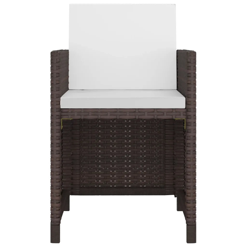 Set da Pranzo da Giardino 5 pz con Cuscini Polyrattan Marrone cod mxl 34667