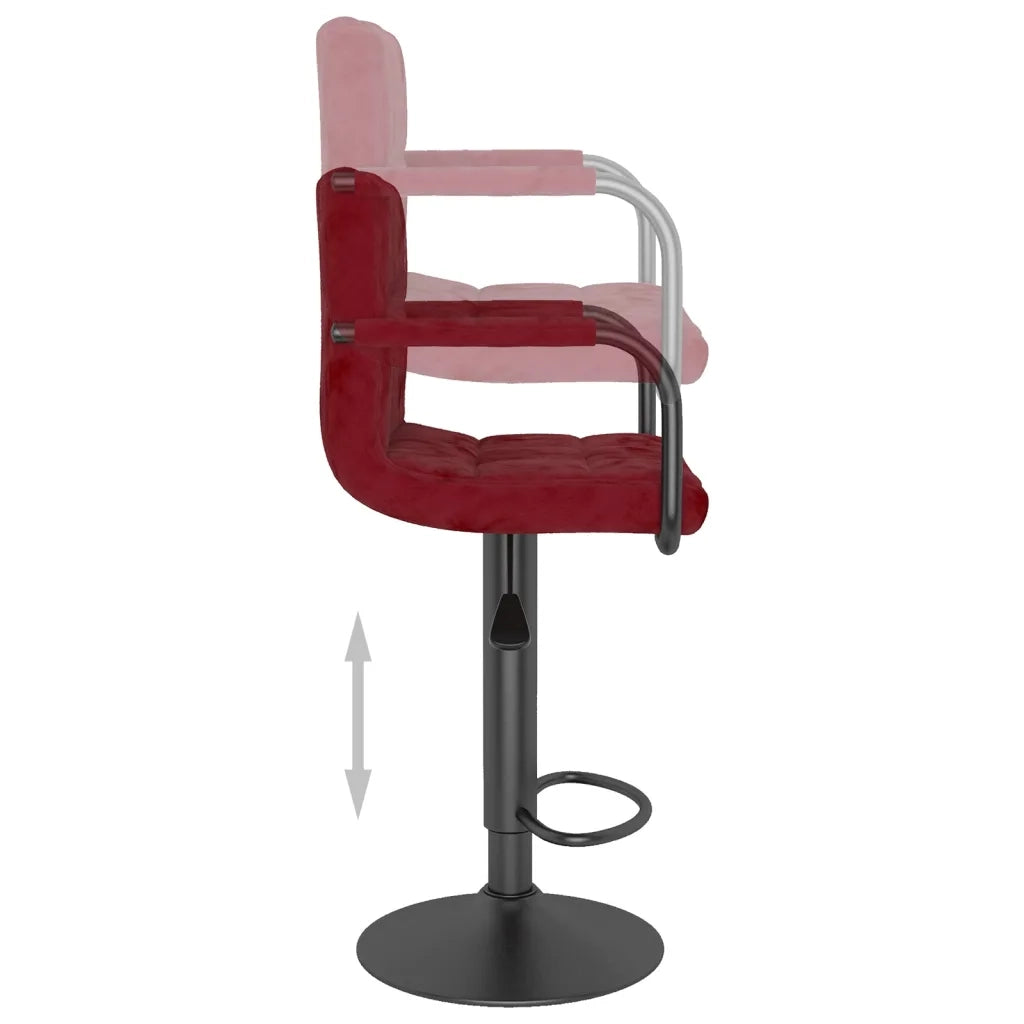 Sgabelli da Bar 2 pz Rosso Vino in Velluto 334665