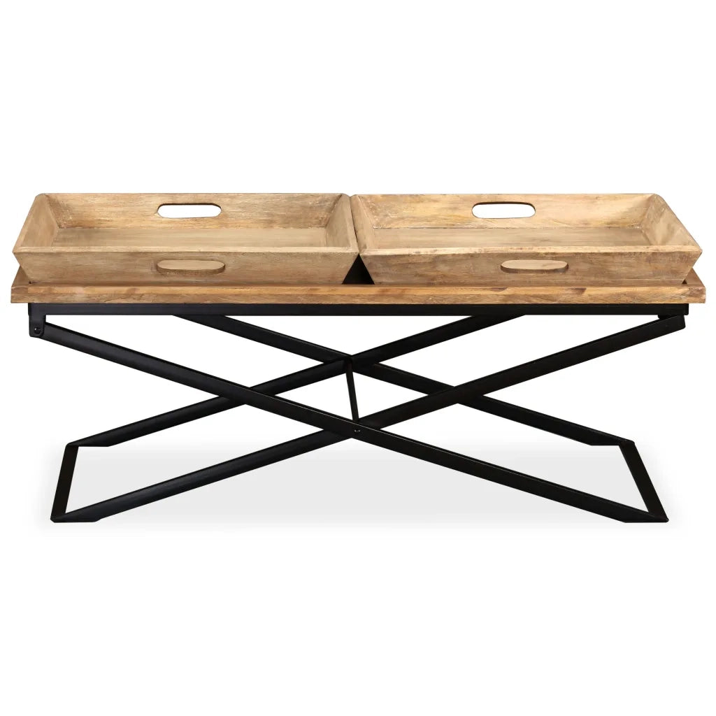 Tavolino da Salotto in Legno Massello di Mango 110x55x42 cm 244898