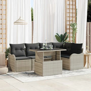 Set da pranzo con cuscino 6 pcs Grigio chiaro Poly Rattan 3348468