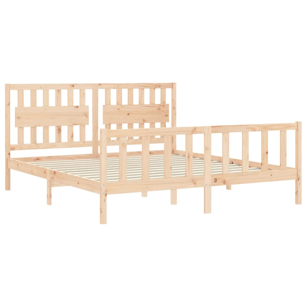 Giroletto con Testiera Super King Size-Struttura Letto in Legno Massello 569648