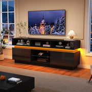 Mobile TV LED con Vetro Temperato ¨C Xylo ¨C Nero, 160x35x60 cm, MDF Lucido