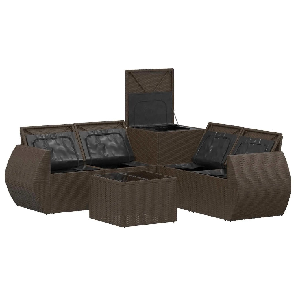 Set di divani 6 pz Marrone e Bianco Crema 3447510