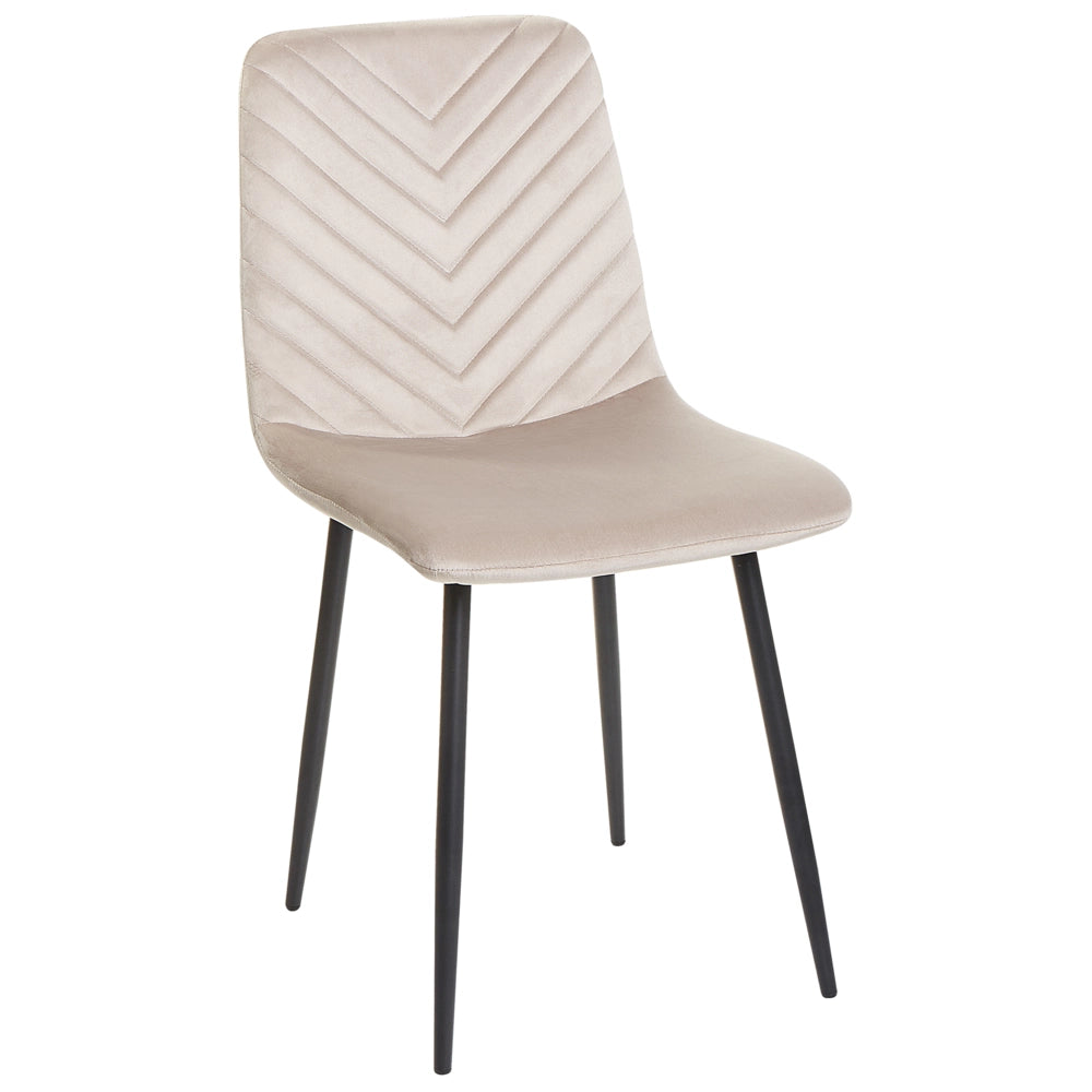 Set di 4 sedie da pranzo in velluto beige gambe in ferro gambe stile elegante