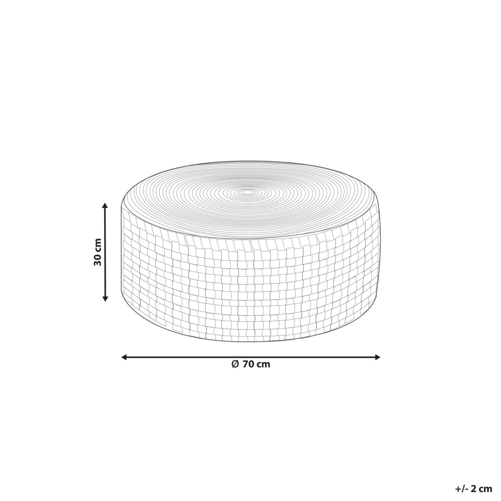 Pouf da giardino in materiale sintetico beige chiaro ⌀ 70 cm Pouf da esterno intrecciato a mano in stile boho