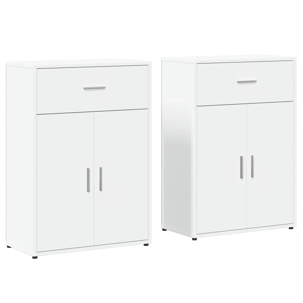 Buffet credenza cassettiera armadio mobile contenitore organizer per cucina soggiorno salotti set da 2 60 x 30 x 84 cm legno ingegnerizzato bianco 02_0036672