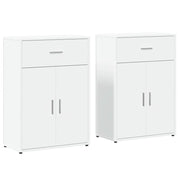 Buffet credenza cassettiera armadio mobile contenitore organizer per cucina soggiorno salotti set da 2 60 x 30 x 84 cm legno ingegnerizzato bianco 02_0036672