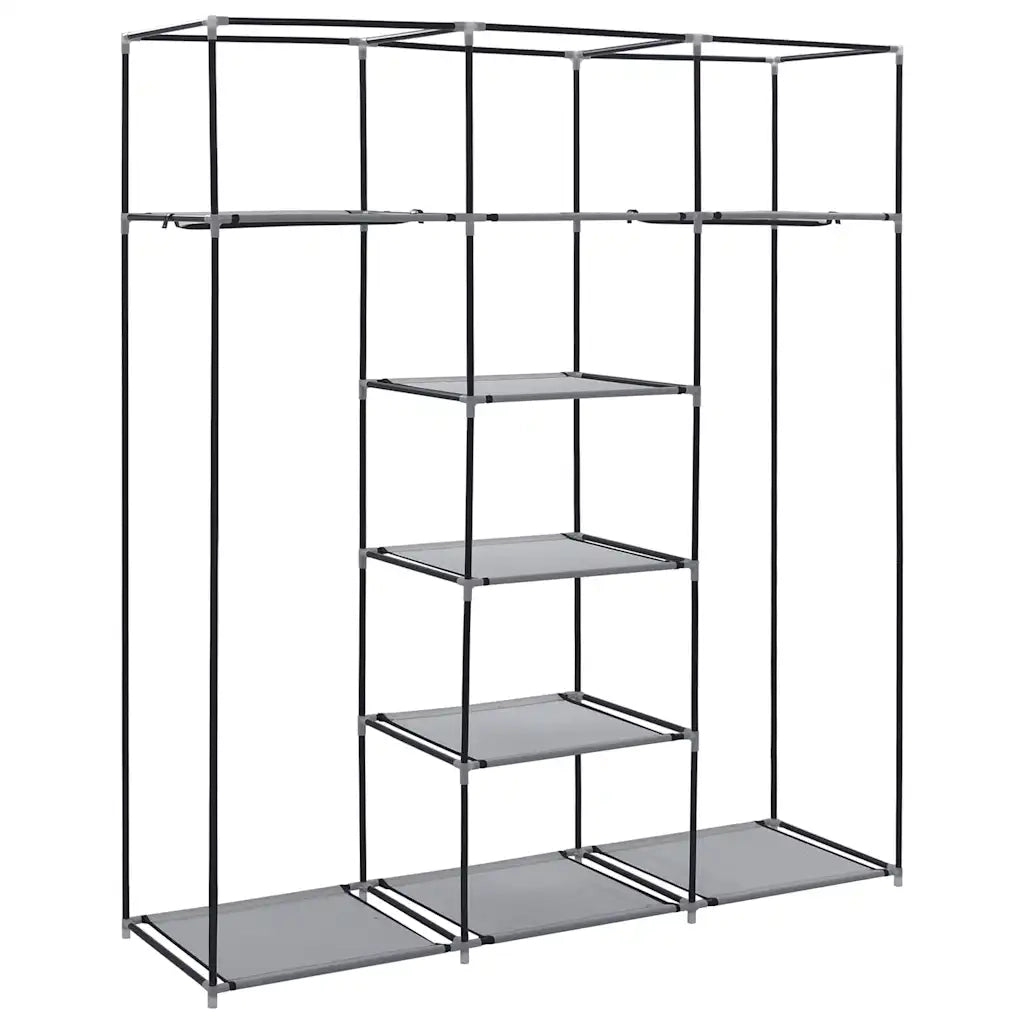 Armadio con Scomparti e Aste Grigio 150x45x175 cm in Tessuto CFW4320567