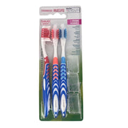 HYDRA VIVA SET 3 SPAZZOLINI DENTI + LINGUA SETOLE ARROTONDATE GOMMA MASSAGGIA GENGIVE TESTINA ERGONOMICA IMPUGNATURA ANTISCIVOLO COLORI ASSORTITI