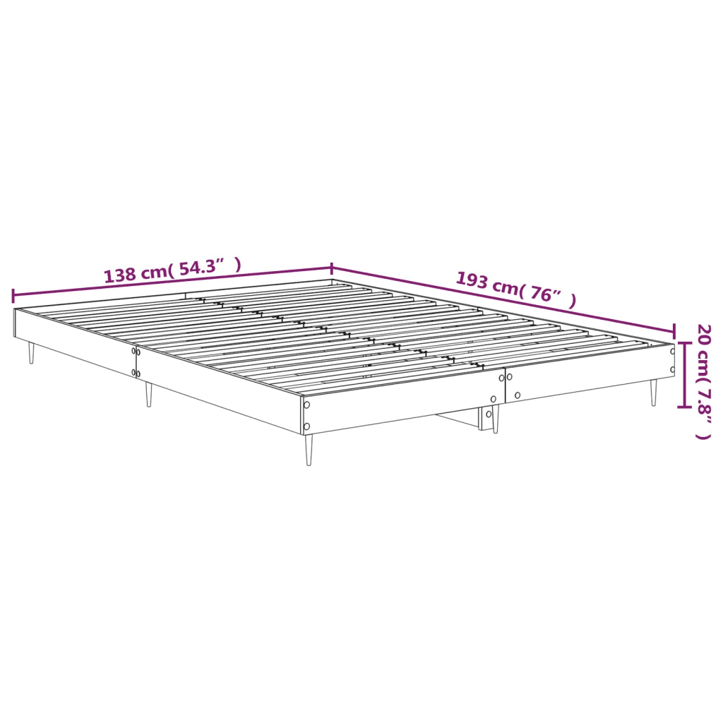Giroletto-Struttura Letto Bianco Lucido 135x190 cm in Legno Multistrato