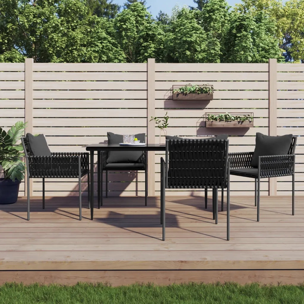 Set Pranzo da Giardino 5pz con Cuscini in Polyrattan e Acciaio 3187055