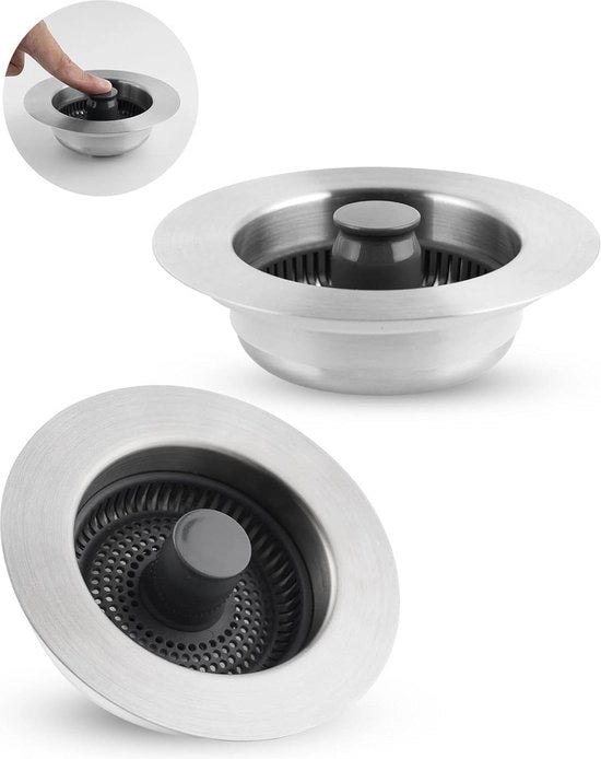 Stopper per Lavandino in Acciaio Inossidabile 304, Filtro per Cattura Rifiuti 70-86mm, Diametro Gocciolatore