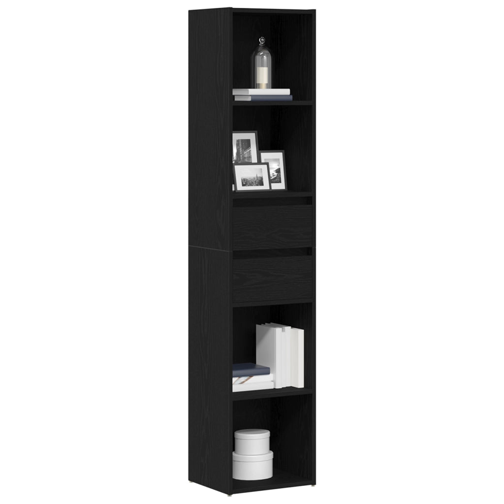 Mobile Libreria Modulare Nero Rovere 36x30x171 cm Legno Ingenerizzato
