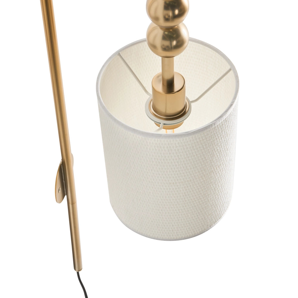 Lampada da parete in ottone e ferro con paralume a tamburo in tessuto Stile moderno di metà secolo