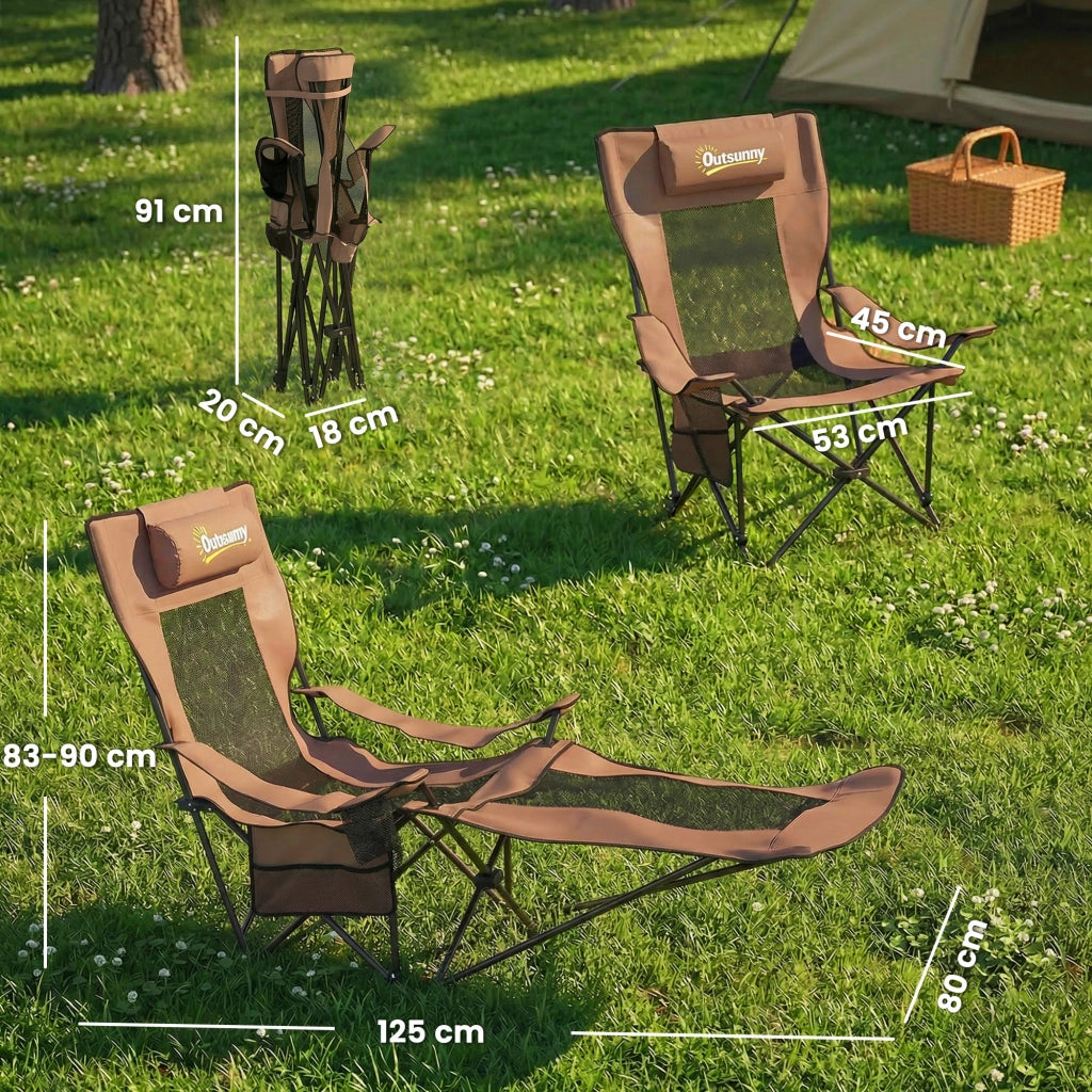 Set 2 Sedie Pieghevoli ¨C zephmum ¨C Tessuto Oxford e Metallo, Marrone e Nero