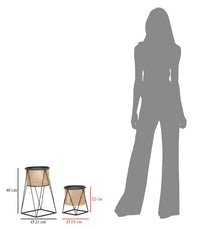 Set 2 Portavasi Ø21x40-19x22 cm in Metallo Nero e Crema