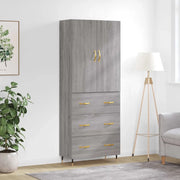 Credenza-Buffet-Armadio da cucina Grigio Sonoma 69,5x34x180 cm in Legno Multistrato 464605