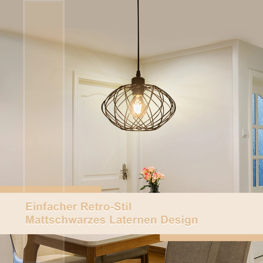 Lampada a sospensione ZMH nera da 120 cm per sala da pranzo stile gabbia retr¨° E27 (con sorgente luminosa)