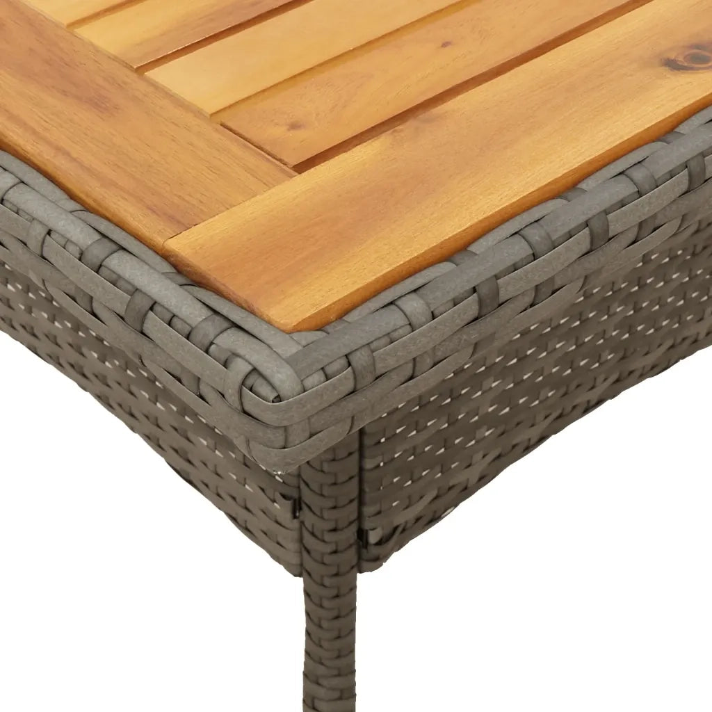 Set Pranzo da Giardino 3pz | Set Salotto da Giardino con Cuscini Polyrattan Acacia Grigio