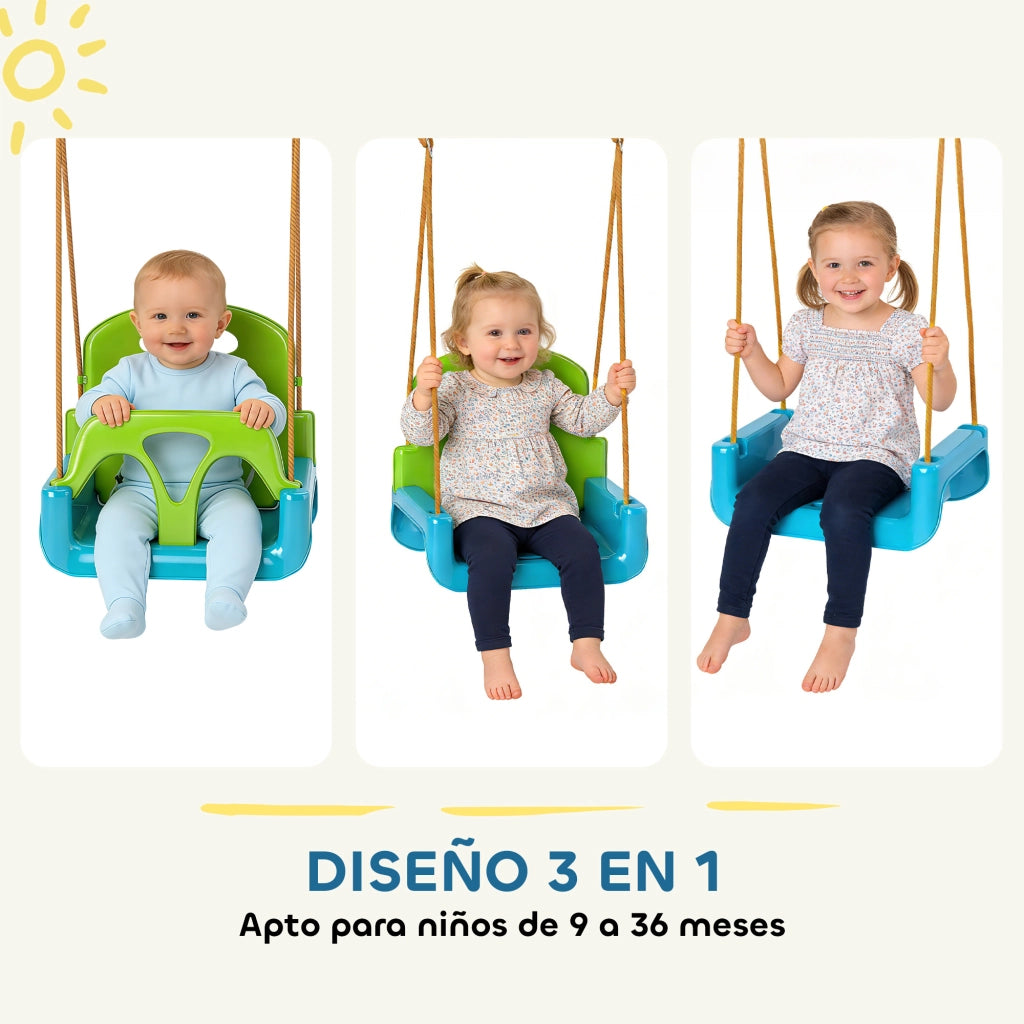 Altalena per bambini 3 in 1 con cintura di sicurezza ¨C zephmum ¨C Verde scuro