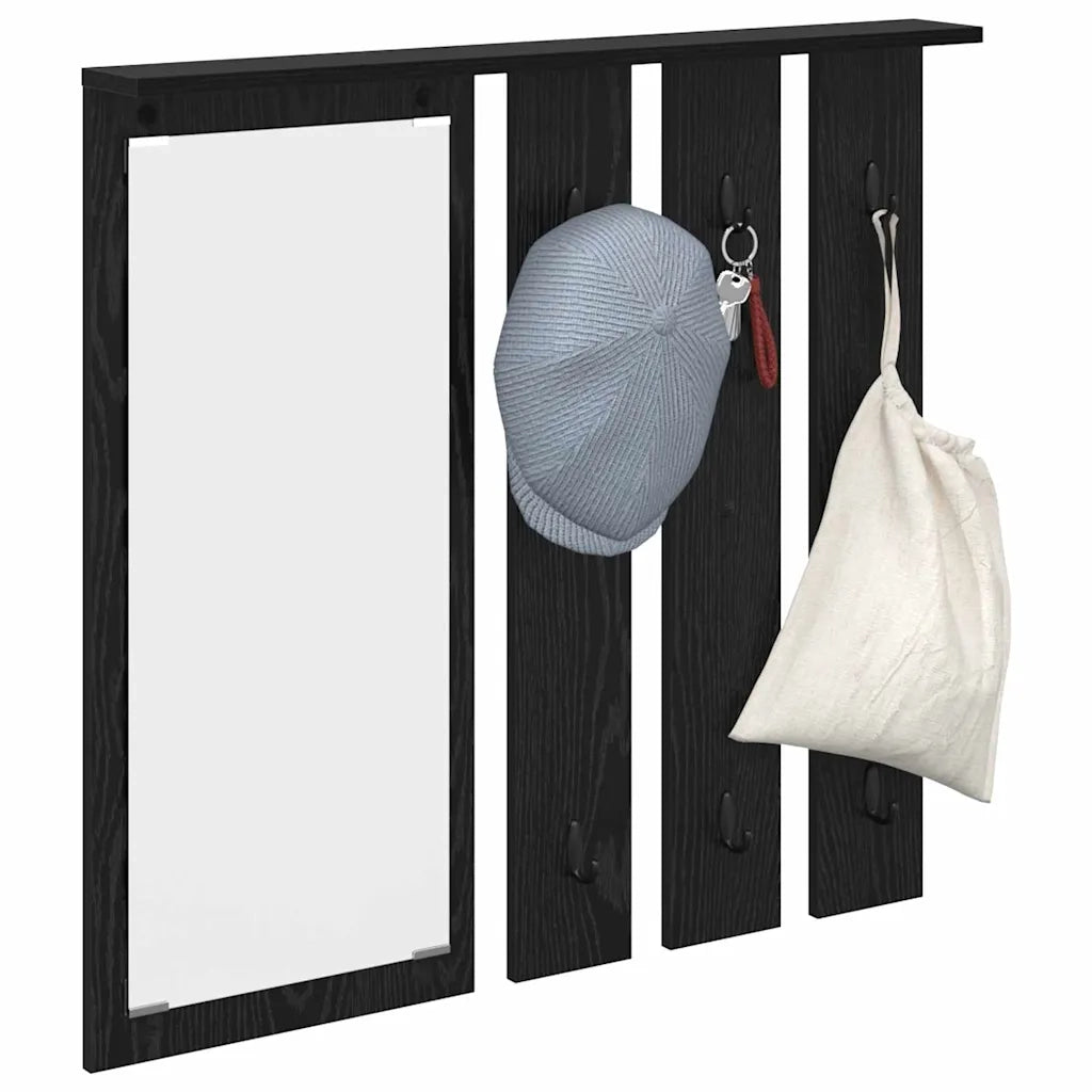 vidaXL Appendiabiti a muro con lo scaffale Rovere nero 84 x 10 x 80 cm