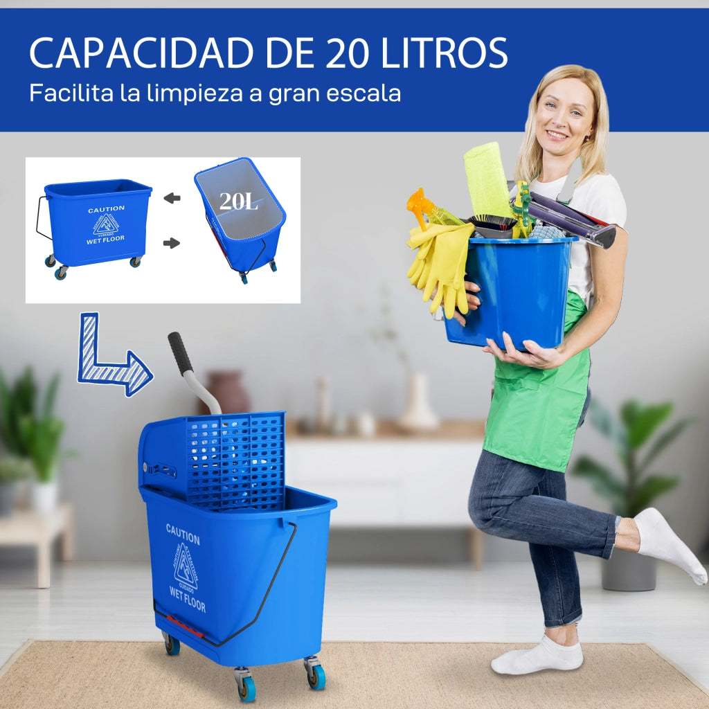 Secchio per Fregona con Ruote 20 L ¨C Zephmum ¨C Blu