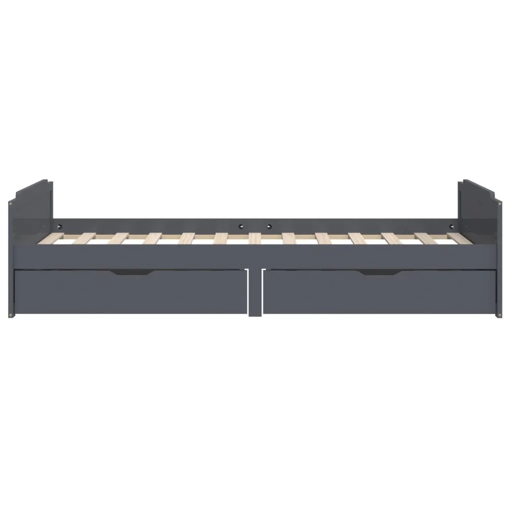 Giroletto Cassetti Grigio Scuro Legno Massello di Pino 90x200cm