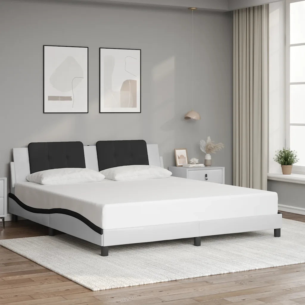 Giroletto senza Materasso Zadar Bianco e Nero 180x200 cm in Similpelle 3208204