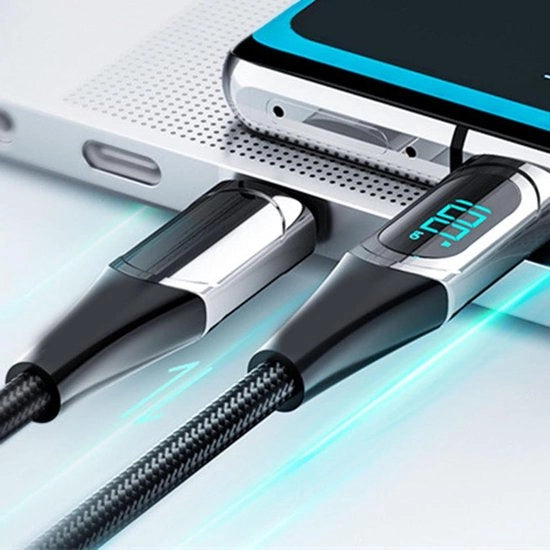 Cavo USB C a USB C con Display LED PD 100W 66 FT Digitale Display Tipo C Cavo di Ricarica Rapida Compatibile con Galaxy S22/S21/S20/Ultra/ MacBook/iPad Pro 12.9/11/Air/Mini (Nero)