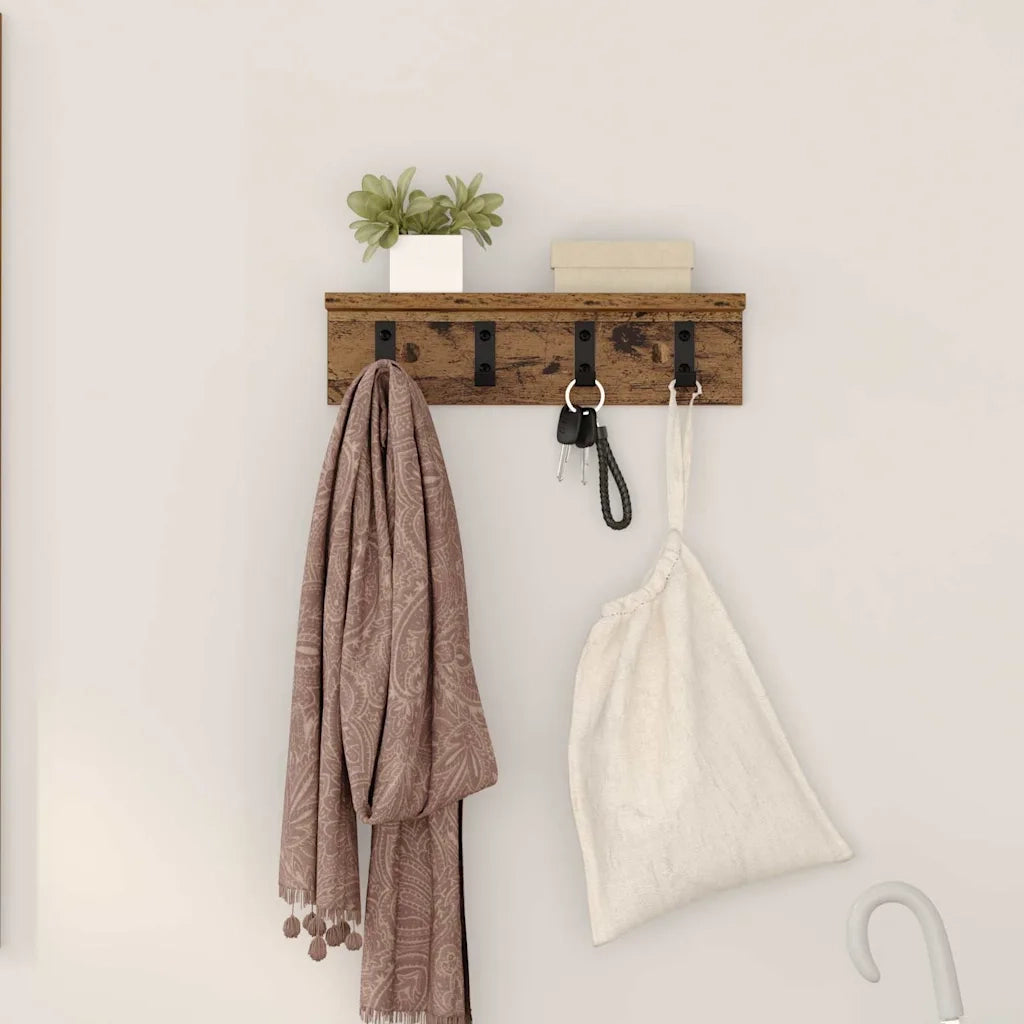 Appendiabiti a muro Legno vecchio 40 x 10,5 x 10,5 cm CFW2085638
