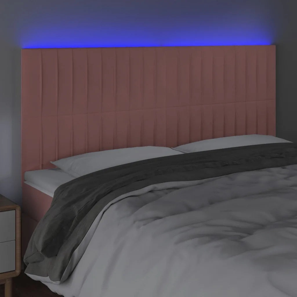 Testiera a LED-Testata con LED rosa 200x5x118/128 cm in Velluto 404541
