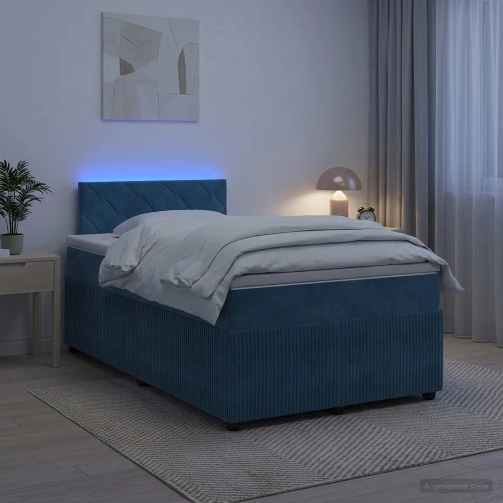 Letto box spring con materasso Blu 120 x 190 cm Velluto 3453111