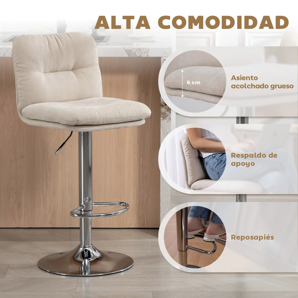 Sgabelli da Cucina con Schienale e Poggiapiedi Regolabili ¨C Zephmum ¨C Beige