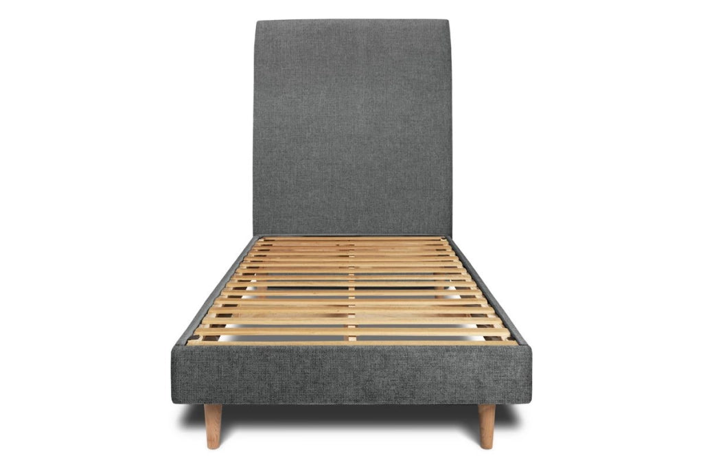 Letto 90x200 cm con testata imbottita - Tessuto Tela opaca