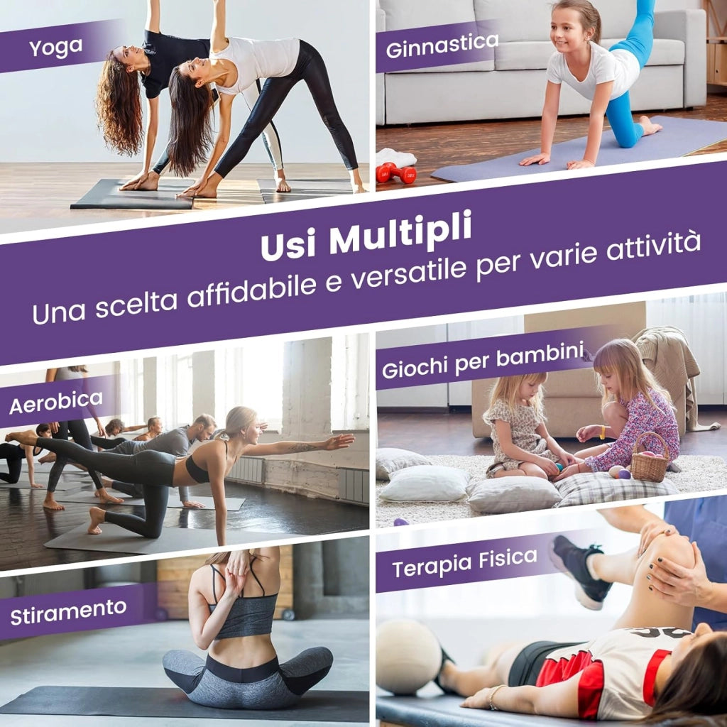 Tappetino Palestra Pieghevole a 4 Pannelli, Tappetino Ginnastica 300 x 117 x 5 CM con Maniglie e Chiusure a Strappo, per Ginnastica, Yoga e Stretching
