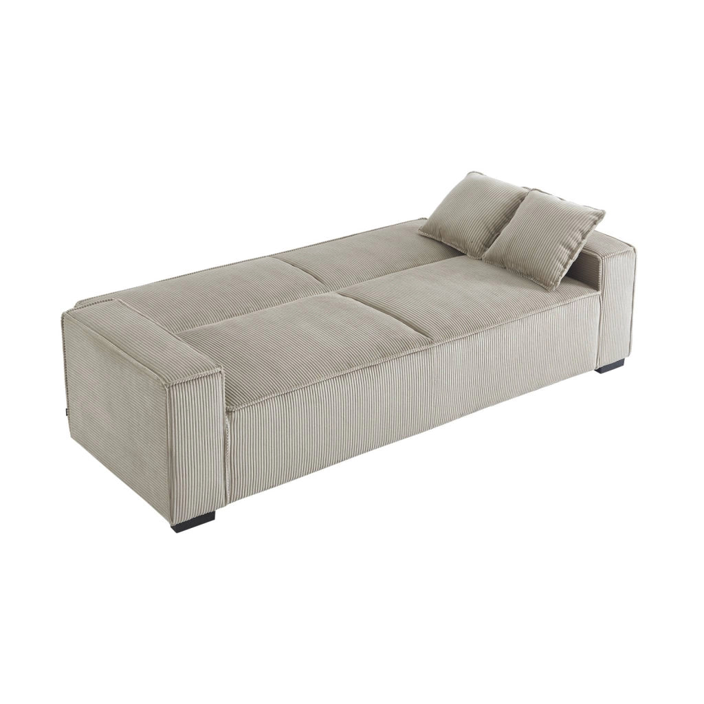 Divano letto in velluto a coste, 3 posti, beige