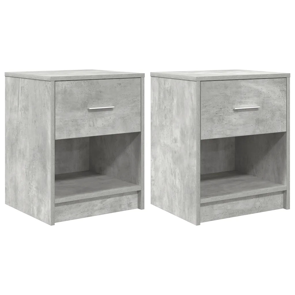 Comodini 2 pz con Cassetto Grigio Cemento 40x34x50 cm 858774
