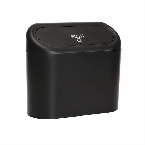 Mini Contenitore di Rifiuti per Auto con Coperchio - 1L - Accessori per Auto - per Auto, Casa e Ufficio (Nero)