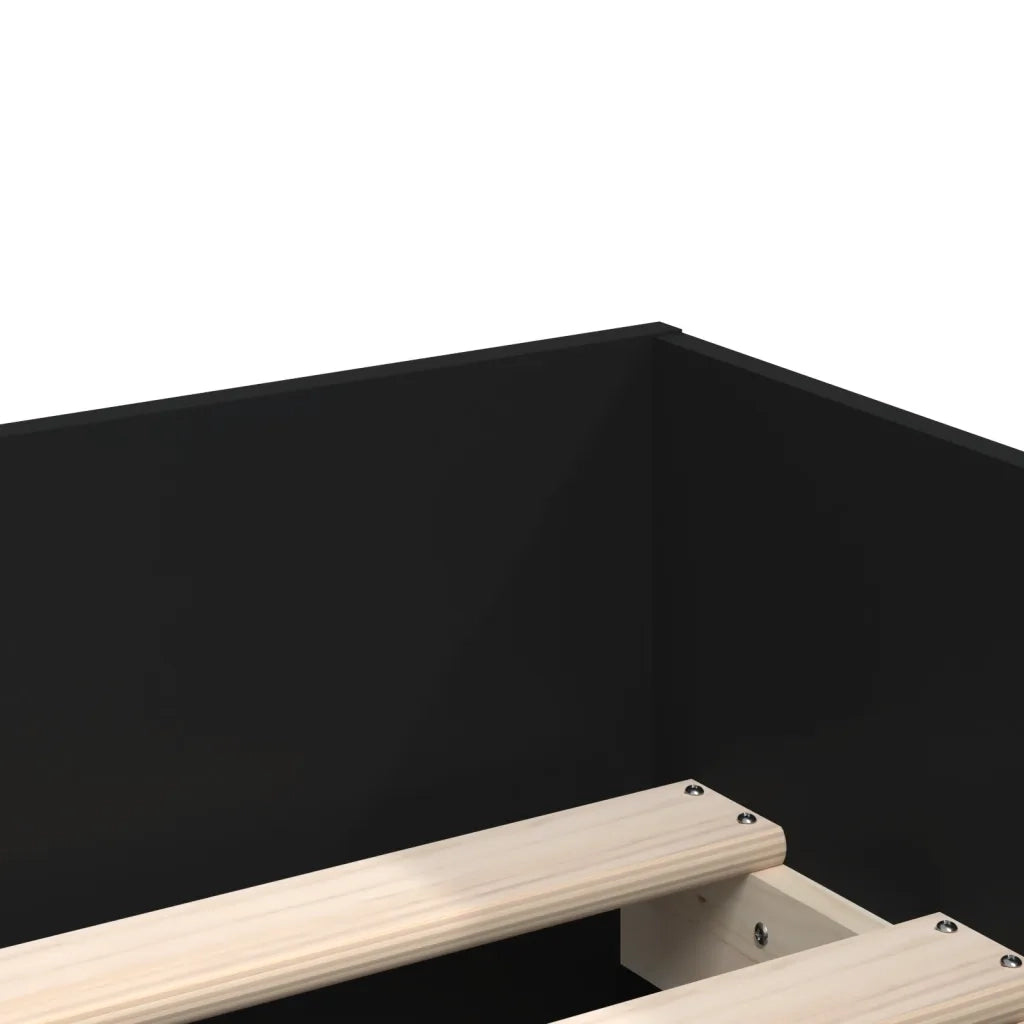 Letto singolo | Letto per adulti | Giroletto Nero con Cassetti 75x190 cm Small Single