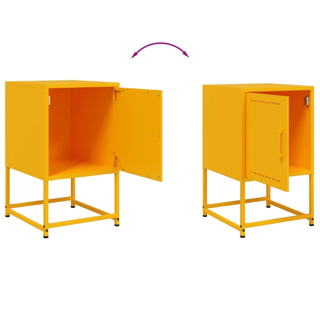 Comodini 2 pz-Set di 2 Tavolino da notte Giallo Senape 36x39x60,5 cm in Acciaio 370960